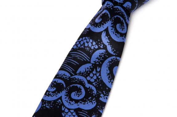 Satin silk tie designed in LONG DAO  BLUE 